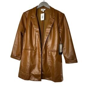 HAVE Los Angeles Cognac Faux Leather Blazer Jacket NEW